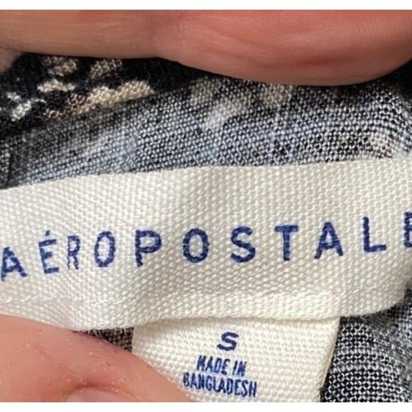 Aeropostale Size S peasant mini dress black white florals y2k style grunge boho - Picture 7 of 12